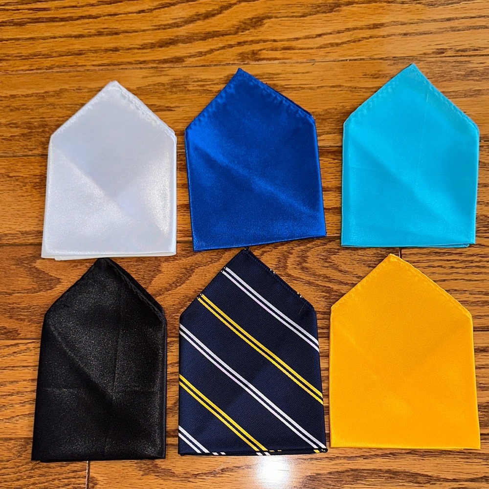 New in‎ Packaging Set of Six Pocket Squares in Various Colors